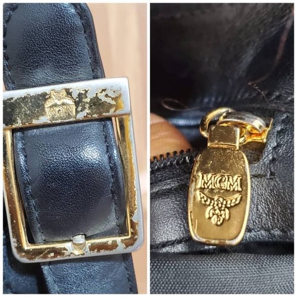 Authentic MCM Saddle Leather Studded Flap Shoulder Bag - Picture 5 of 13